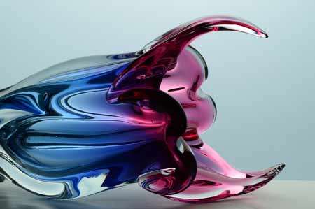EXTRA LARGE CZECH ART GLASS CHRIBSKA SCULPTURAL VASE DESIGNED BY PROF JOSEF HOSPODKA IN THE 1970s