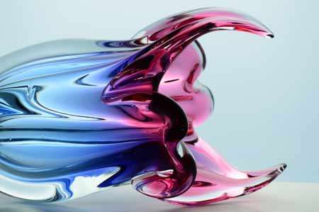 EXTRA LARGE CZECH ART GLASS CHRIBSKA SCULPTURAL VASE DESIGNED BY PROF JOSEF HOSPODKA IN THE 1970s