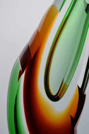 EXTRA LARGE HEAVY SOLID MODERNIST SCULPTURAL VASE : MODERN CZECH ART GLASS DESIGN AT ITS VERY BEST!