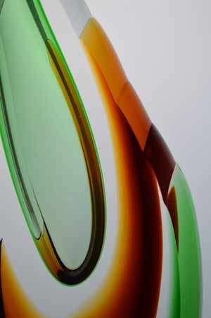 EXTRA LARGE HEAVY SOLID MODERNIST SCULPTURAL VASE : MODERN CZECH ART GLASS DESIGN AT ITS VERY BEST!