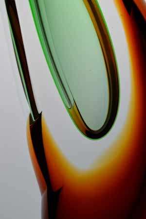 EXTRA LARGE HEAVY SOLID MODERNIST SCULPTURAL VASE : MODERN CZECH ART GLASS DESIGN AT ITS VERY BEST!