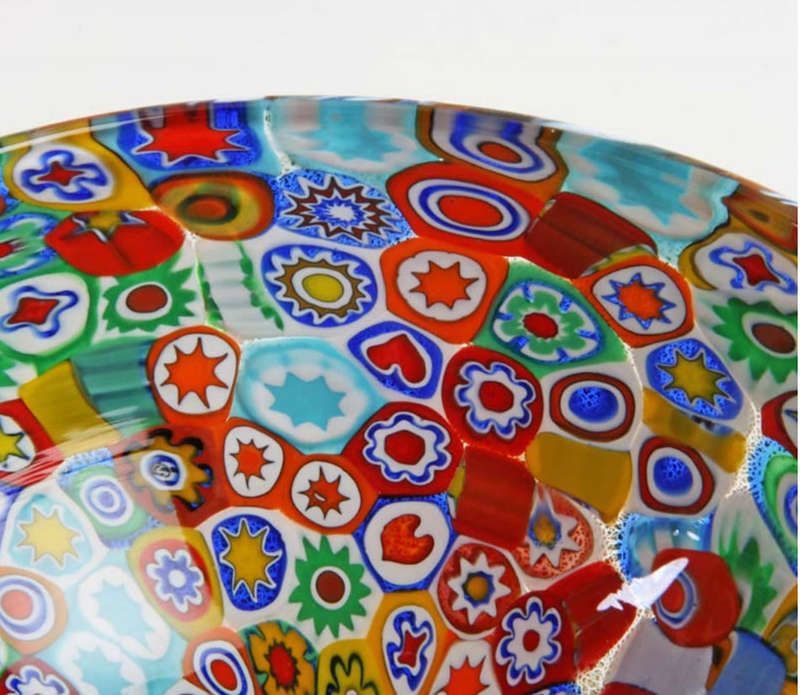 EXQUISITE MURANO MILLEFIORI & GOLD LEAF ART GLASS BOWL- MID 20TH CENTURY ART GLASS AT ITS VERY BEST!