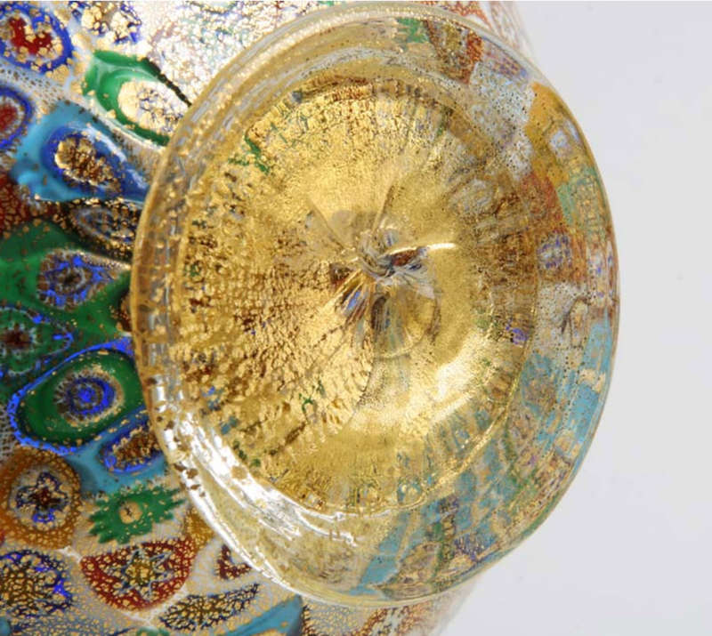 EXQUISITE MURANO MILLEFIORI & GOLD LEAF ART GLASS BOWL- MID 20TH CENTURY ART GLASS AT ITS VERY BEST!