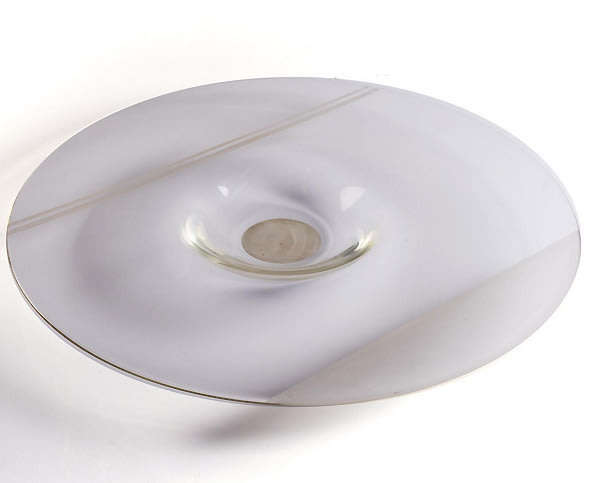 XXXL 635mm!! SIGNED AND DATED! (1990) MAGNIFICENT DAVID READE CLEAR & FROSTED GLASS CHARGER/PLATE