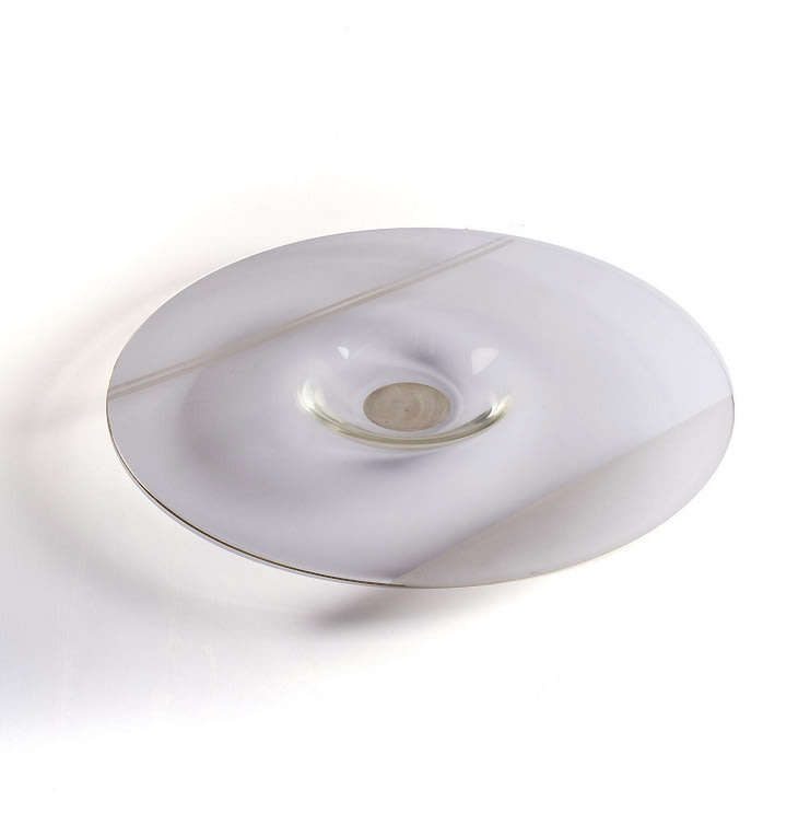 XXXL 635mm!! SIGNED AND DATED! (1990) MAGNIFICENT DAVID READE CLEAR & FROSTED GLASS CHARGER/PLATE