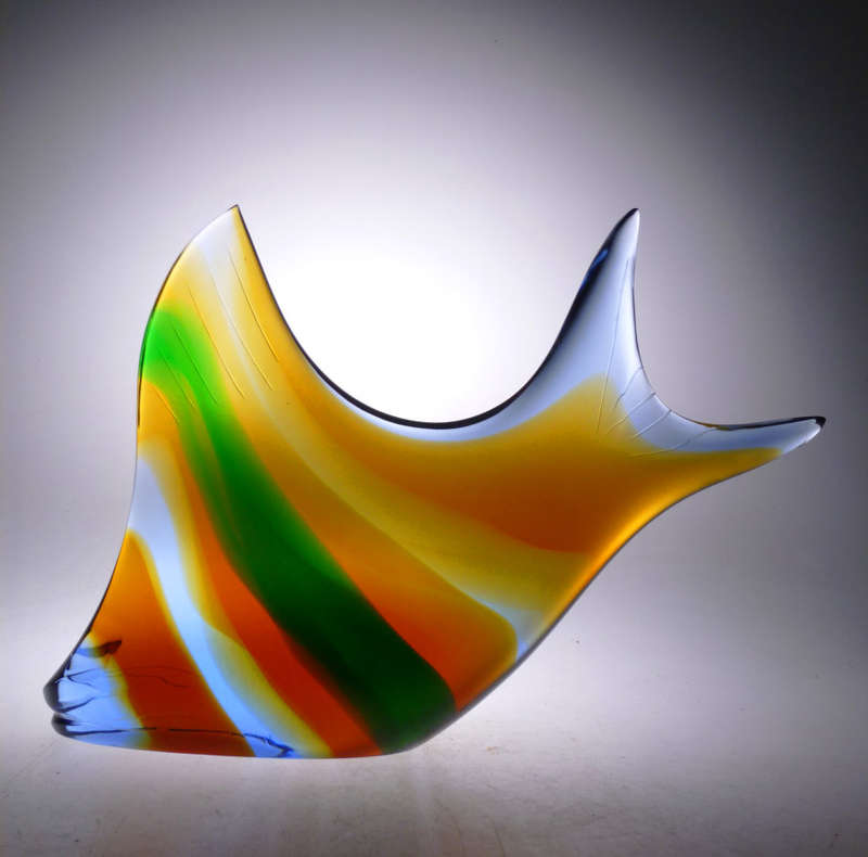 A VERY RARE CULT ITEM: EXBOR FISH GLASS SCULPTURE DESIGNED BY ROZINEK AND HONZIK IN THE 1960s