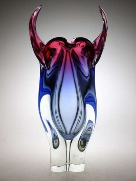 EXTRA LARGE CZECH ART GLASS CHRIBSKA SCULPTURAL VASE DESIGNED BY PROF JOSEF HOSPODKA IN THE 1970s