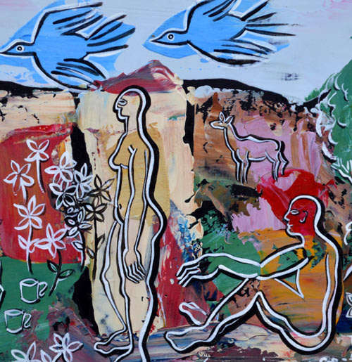 CHRIS SPIES : `ADAM AND EVE`: A VERY BEAUTIFUL WORK! SIGNED `CHRIS SPIES`