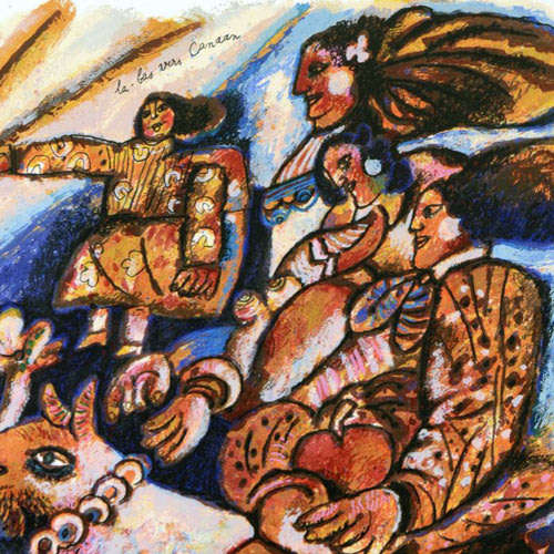 THEO TOBIASSE (1927-2011) : SIGNED & NUMBERED 22/200 COLOUR LITHOGRAPH `LA-BAS VERS CANAAN`