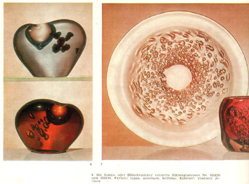 A VERY RARE and VERY BEAUTIFUL CZECH ART GLASS `HEART` BOWL, DESIGNED BY VLADIMIR JELINEK (1934-)