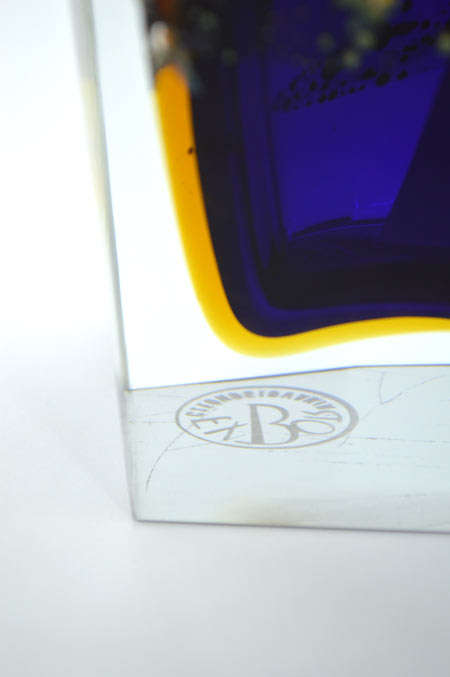 Museum Item Exbor Czech glass sculptural vase with metal inclusions designed by Pavel Hlava in 1964