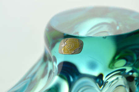 Dazzling, heavy Czech Art Glass bowl, designed by Jan Beranek (1933-) for Skrdlovice Glass in 1959