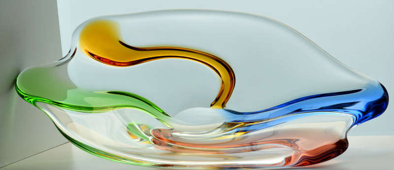 * A MAGNIFICENT & MOST ELEGANT CZECH ART GLASS BOWL DESIGNED BY FRANTISEK ZEMEK FOR MSTISOV