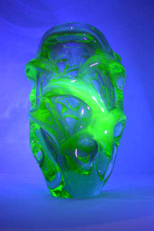 * HALLMARK DESIGN: HEAVY SKRDLOVICE PALE -URANIUM- GREEN 'ATLAS' VASE, DESIGNED BY JAN KOTIK