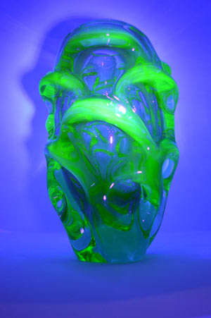 * HALLMARK DESIGN: HEAVY SKRDLOVICE PALE -URANIUM- GREEN 'ATLAS' VASE, DESIGNED BY JAN KOTIK