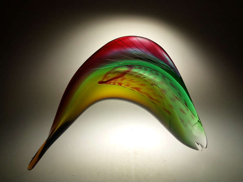EXTRA LARGE! A VERY RARE CULT ITEM: EXBOR FISH GLASS SCULPTURE BY ROZINEK AND HONZIK IN THE 1960s