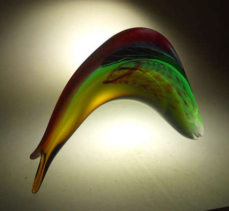 EXTRA LARGE! A VERY RARE CULT ITEM: EXBOR FISH GLASS SCULPTURE BY ROZINEK AND HONZIK IN THE 1960s