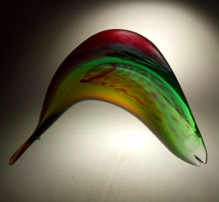EXTRA LARGE! A VERY RARE CULT ITEM: EXBOR FISH GLASS SCULPTURE BY ROZINEK AND HONZIK IN THE 1960s