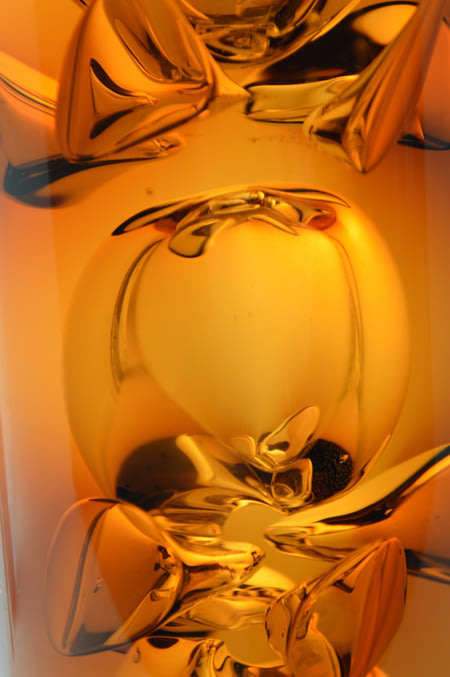 DAZZLING!! HEAVY & THICK-WALLED, AMBER SKRDLOVICE VASE, DESIGNED BY JAN BERANEK (1933-) IN 1980