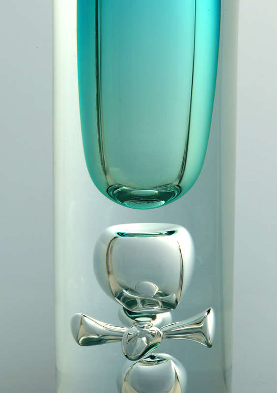 EXTRA LARGE!! DAZZLING, ICE BLUE & HEAVY SKRDLOVICE VASE, DESIGNED BY JAN BERANEK (1933-) IN 1980