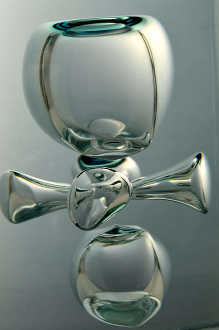 EXTRA LARGE!! DAZZLING, ICE BLUE & HEAVY SKRDLOVICE VASE, DESIGNED BY JAN BERANEK (1933-) IN 1980