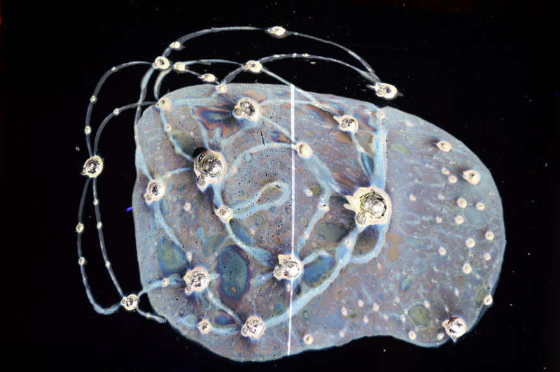MUSEUM ITEM EXBOR CZECH GLASS SCULPTURAL VASE WITH METAL INCLUSIONS DESIGNED BY PAVEL HLAVA IN 1964