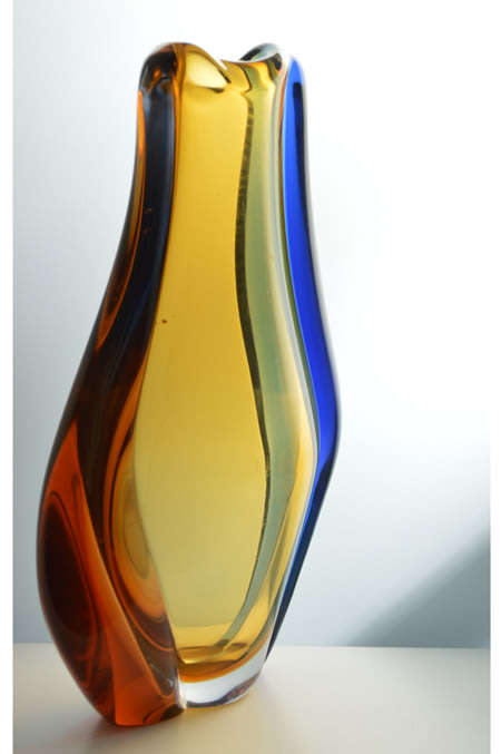 XXL FAMOUS, MAGNIFICENT ICON OF CZECH ART GLASS, ELEGANT VASE DESIGNED BY HANA MACHOVSKA FOR MSTISOV