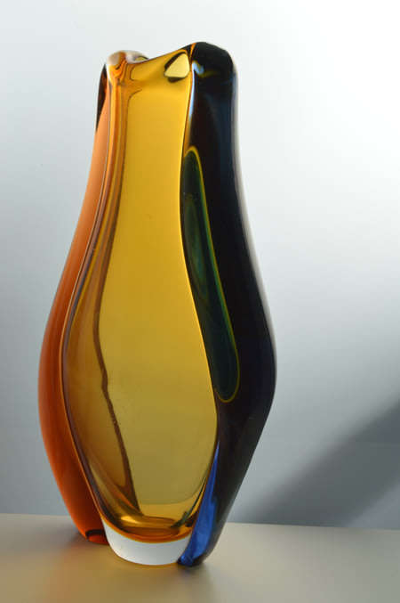 XXL FAMOUS, MAGNIFICENT ICON OF CZECH ART GLASS, ELEGANT VASE DESIGNED BY HANA MACHOVSKA FOR MSTISOV