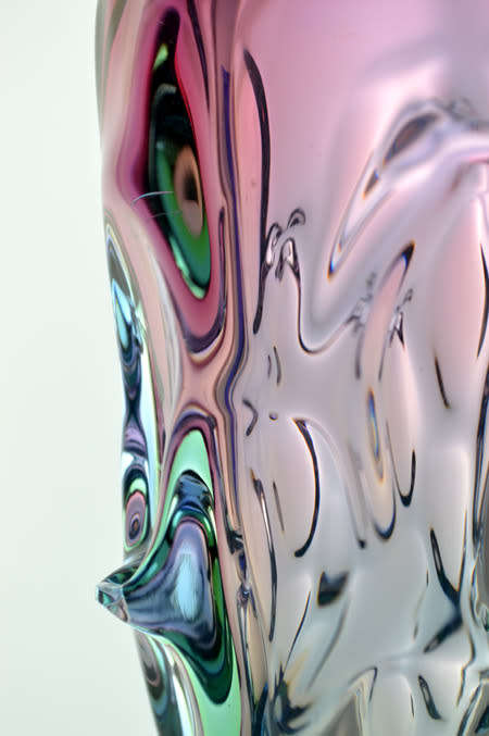 FLAGSHIP/HALLMARK DESIGN: SKRDLOVICE PINK, GREEN & BLUE VASE, DESIGNED BY JAN BERANEK IN 1959