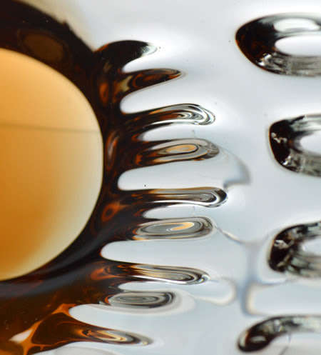 A BEAUTY! WITH LABEL! MAGNIFICENT AMBER & CLEAR CZECH ART GLASS BOWL, DESIGNED BY LADISLAV PALECEK