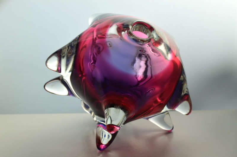 CZECH ART GLASS CHRIBSKA SCULPTURAL `SPUTNIK` DESIGN BY PROF JOSEF HOSPODKA IN THE 1960s