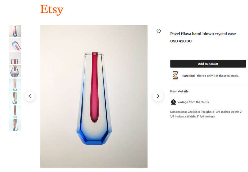 MUSEUM ITEM EXBOR GREEN & CLEAR CZECH GLASS SCULPTURAL VASE DESIGNED BY PAVEL HLAVA IN 1957/58