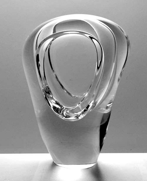 1950s TRANSPARENT CZECH ART GLASS CHRIBSKA VASE DESIGNED BY J HROBAR