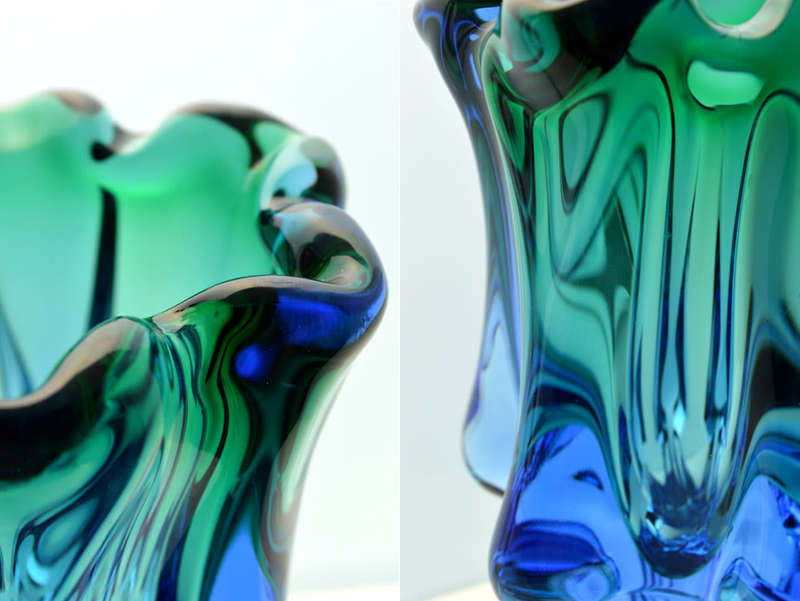 BEAUTIFUL CZECH ART GLASS CHRIBSKA SCULPTURAL VASE DESIGNED BY PROF JOSEF HOSPODKA IN THE 1970s
