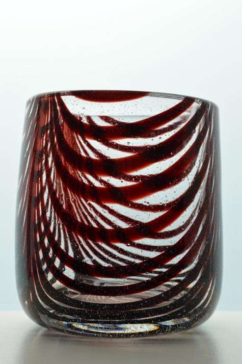 SUPERB HANDMADE AND SIGNED (JAPANESE GLASS) STRIPED SCULPTURAL VASE
