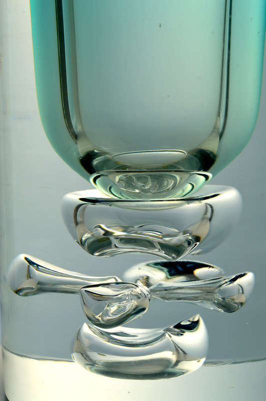 EXTRA LARGE. DAZZLING, ICE BLUE & HEAVY SKRDLOVICE VASE, DESIGNED BY JAN BERANEK (1933-) IN 1980