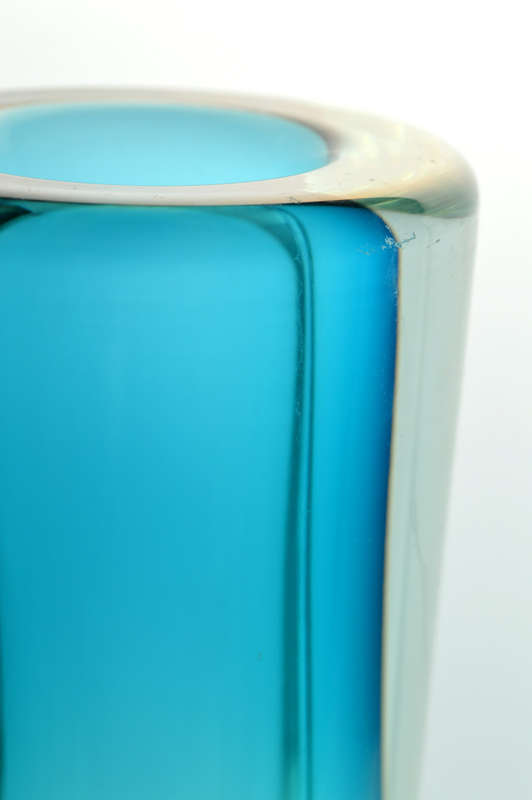 EXTRA LARGE. DAZZLING, ICE BLUE & HEAVY SKRDLOVICE VASE, DESIGNED BY JAN BERANEK (1933-) IN 1980