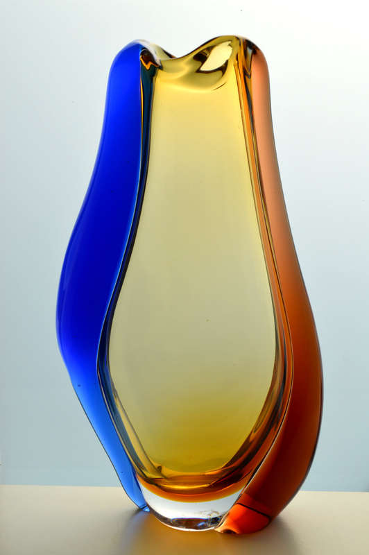 XXL FAMOUS, MAGNIFICENT ICON OF CZECH ART GLASS, ELEGANT VASE DESIGNED BY HANA MACHOVSKA FOR MSTISOV