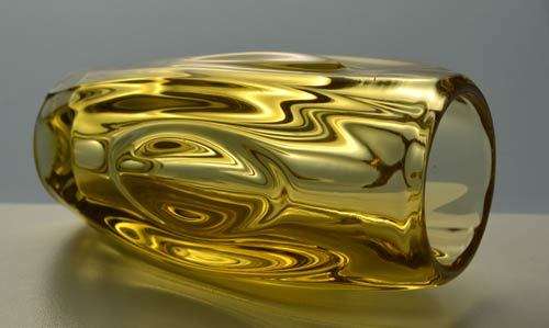 * A BEAUTY! A POST-WAR CZECH ART GLASS VASE (PRESSED GLASS) DESIGNED BY RUDOLF SCHROTTER FOR ROSICE