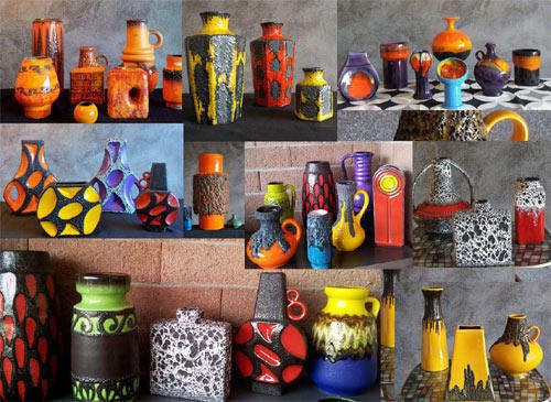 A gem! Vintage BITOSSI VASE with Mondriaan Decor by ALDO LONDI Italian Ceramics Pottery Fat Lava Era