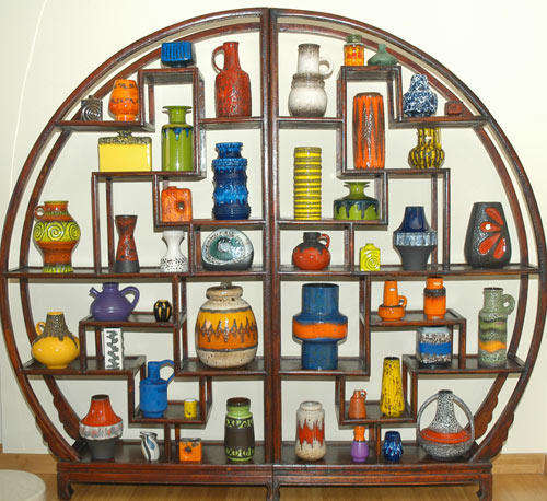 A gem! Vintage BITOSSI VASE with Mondriaan Decor by ALDO LONDI Italian Ceramics Pottery Fat Lava Era