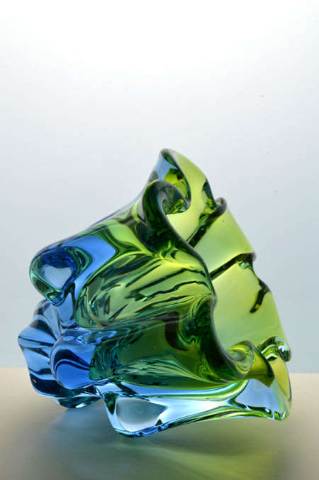 CZECH ART GLASS CHRIBSKA SCULPTURAL VASE DESIGNED BY PROF JOSEF HOSPODKA IN THE EARLY 1970s