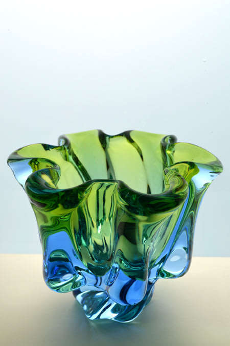 CZECH ART GLASS CHRIBSKA SCULPTURAL VASE DESIGNED BY PROF JOSEF HOSPODKA IN THE EARLY 1970s