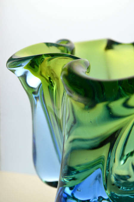 CZECH ART GLASS CHRIBSKA SCULPTURAL VASE DESIGNED BY PROF JOSEF HOSPODKA IN THE EARLY 1970s