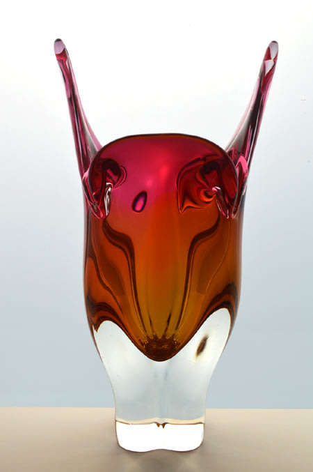 CZECH ART GLASS CHRIBSKA SCULPTURAL VASE DESIGNED BY PROF JOSEF HOSPODKA IN THE EARLY 1970s