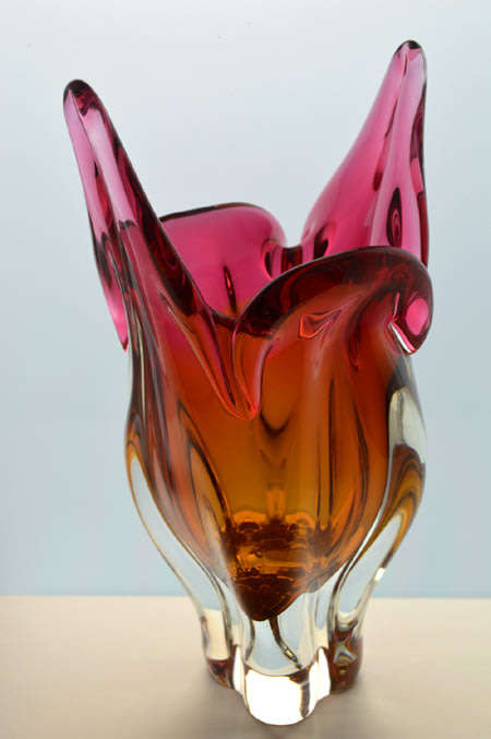 CZECH ART GLASS CHRIBSKA SCULPTURAL VASE DESIGNED BY PROF JOSEF HOSPODKA IN THE EARLY 1970s