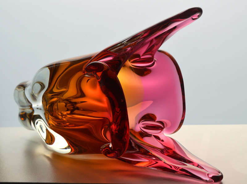 CZECH ART GLASS CHRIBSKA SCULPTURAL VASE DESIGNED BY PROF JOSEF HOSPODKA IN THE EARLY 1970s