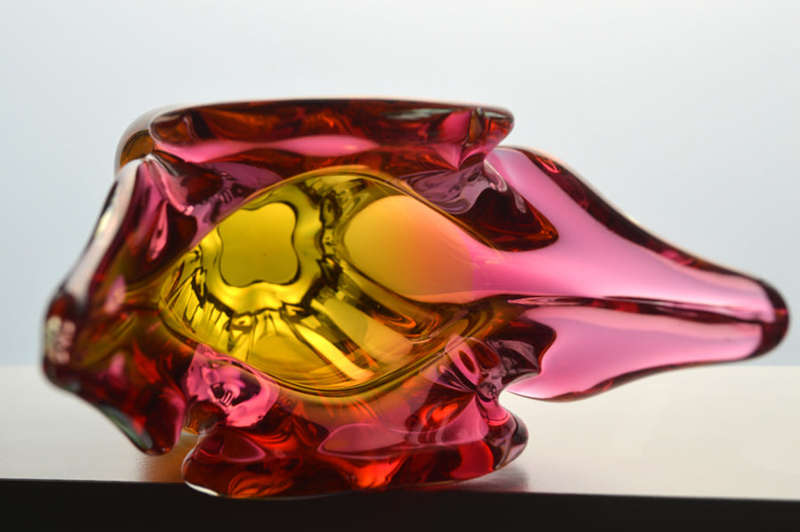 CZECH ART GLASS CHRIBSKA SCULPTURAL VASE DESIGNED BY PROF JOSEF HOSPODKA IN THE EARLY 1970s