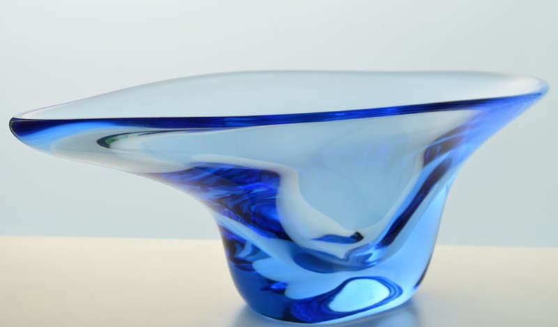 Magnificent ZBS Czech Art Glass Sculptural Bowl, Design Prof Miloslav Klinger (1922-1999)