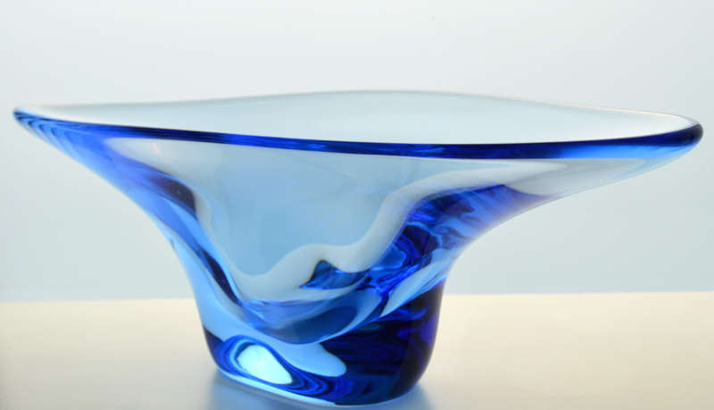 Magnificent ZBS Czech Art Glass Sculptural Bowl, Design Prof Miloslav Klinger (1922-1999)